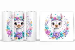 Cute Lama Tumbler Design. Lama Flowers Tumbler Sublimation Product Image 2
