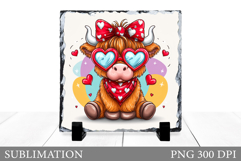 Valentines Cow Sublimation. Valentines Cow Slate Design Product Image 1
