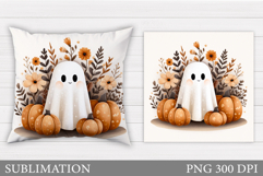 Cute Ghost Pillow Design. Cute Ghost Sublimation Product Image 1