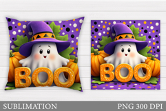 Cute Ghost Pillow Design. Cute Ghost Sublimation Product Image 1