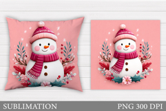 Christmas Snowman Pillow. Christmas Pillow Sublimation Product Image 1