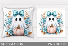 Cute Ghost Pillow Design. Cute Ghost Sublimation Product Image 1