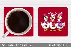 Valentines Goose Coaster. Valentines Coaster Sublimation Product Image 1