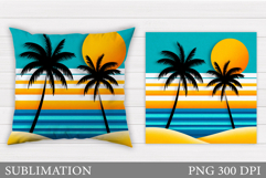 Palm Tree Pillow Sublimation. Summer Pillow Design Product Image 1