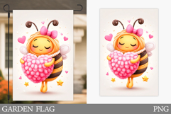 Valentines Bee Garden Flag. Valentines Garden Flag Product Image 1