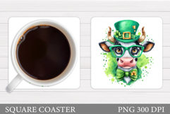 St Patrick Cow Coaster. St Patrick Coaster Sublimation Product Image 1