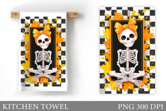 Skeleton Kitchen Towel Design. Halloween Kitchen Towel Product Image 1