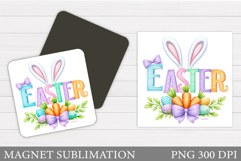 Happy Easter Magnet Design. Easter Bunny Magnet Sublimation Product Image 1