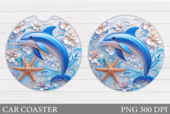 Dolphin Car Coaster Design. Sea Car Coaster Sublimation Product Image 1
