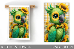 Cute Parrot Kitchen Towel. Cute Parrot Sublimation Product Image 1