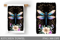 Dragonfly Kitchen Towel. Dragonfly Sublimation Product Image 1