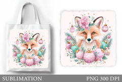 Christmas Fox Tote Bag. Christmas Tote Bag Sublimation Product Image 1