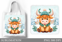 Christmas Cow Tote Bag. Christmas Tote Bag Sublimation Product Image 1