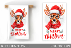 Christmas Deer Kitchen Towel. Christmas Kitchen Towel Design Product Image 1