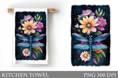 Dragonfly Kitchen Towel. Dragonfly Sublimation Product Image 1