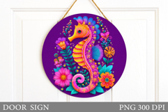 Seahorse Door Sign Sublimation. Summer Door Sign Design Product Image 1