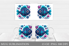 Fish Mug Wrap Design. Fish Mug Sublimation Product Image 1