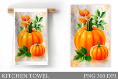 Pumpkin Kitchen Towel. Fall Kitchen Towel Sublimation Product Image 1
