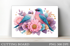 Birds Cutting Board Sublimation. Flowers Cutting Board Product Image 1