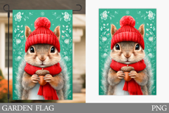 Christmas Squirrel Garden Flag. Christmas Garden Flag Design Product Image 1