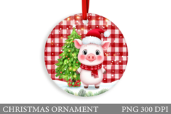 Cute Pig Christmas Ornament. Christmas Ornament Sublimation Product Image 1