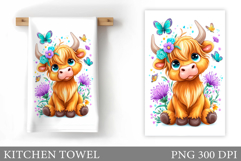 Cow Kitchen Towel Design. Cow Flowers Kitchen Towel Product Image 1