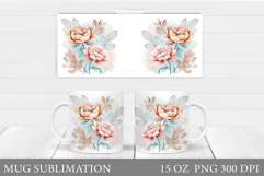 Floral Mug Wrap Design. Flowers Mug Sublimation Product Image 1