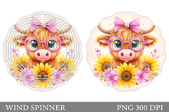 Cute Cow Wind Spinner Design. Cute Cow Sublimation Product Image 1