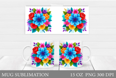 Flowers Mug Sublimation. Floral Mug Wrap Design Product Image 1