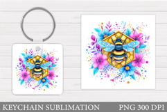 Bee Keychain Design. Bee Sublimation Product Image 1