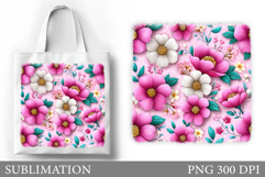 Flowers Tote Bag Design. Floral Tote Bag Sublimation Product Image 1