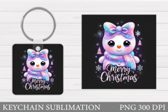 Cute Snowman Keychain Design. Christmas Keychain Sublimation Product Image 1