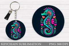 Seahorse Keychain Sublimation. Sea Keychain Design Product Image 1