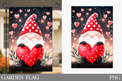 Valentines Gnome Garden Flag. Valentines Garden Flag Design Product Image 1