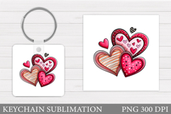 Hearts Keychain Sublimation. Valentine Keychain Design Product Image 1