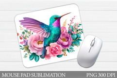 Hummingbird Mouse Pad Design. Flowers Birds Mouse Pad Product Image 1
