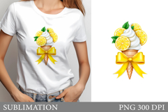Ice Cream Sublimation. Lemons Ice Cream T-Shirt Design Product Image 1