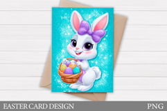 Easter Bunny Card Printable. Easter Card Design Product Image 1