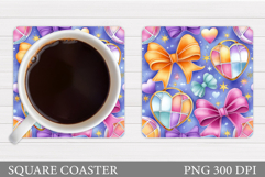 Hearts Coaster Sublimation. Valentines Coaster Design Product Image 1