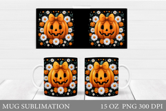 Halloween Mug Sublimation. Halloween Pumpkin Mug Design Product Image 1