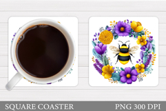 Bee Car Coaster Design. Bee Coaster Sublimation Product Image 1