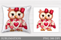 Valentines Owl Pillow Design. Valentine Pillow Sublimation Product Image 1