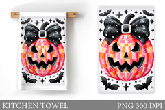 Scary Pumpkin Kitchen Towel. Halloween Kitchen Towel Design Product Image 1