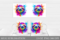 Sloth Mug Design. Cute Sloth Sublimation Product Image 1