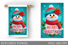 Snowman Kitchen Towel Design. Christmas Kitchen Towel Product Image 1