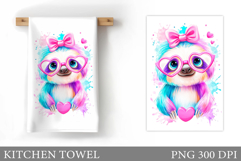 Cute Sloth Kitchen Towel Design. Cute Sloth Sublimation Product Image 1