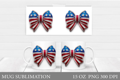 Patriotic Bow Mug Design. Patriotic Mug Sublimation Product Image 1