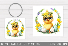 Easter Chick Keychain Sublimation. Easter Keychain Design Product Image 1