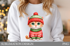 Christmas Cat Sublimation. Christmas Cat T-Shirt Design Product Image 1