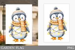 Christmas Penguin Garden Flag. Christmas Garden Flag Design Product Image 1